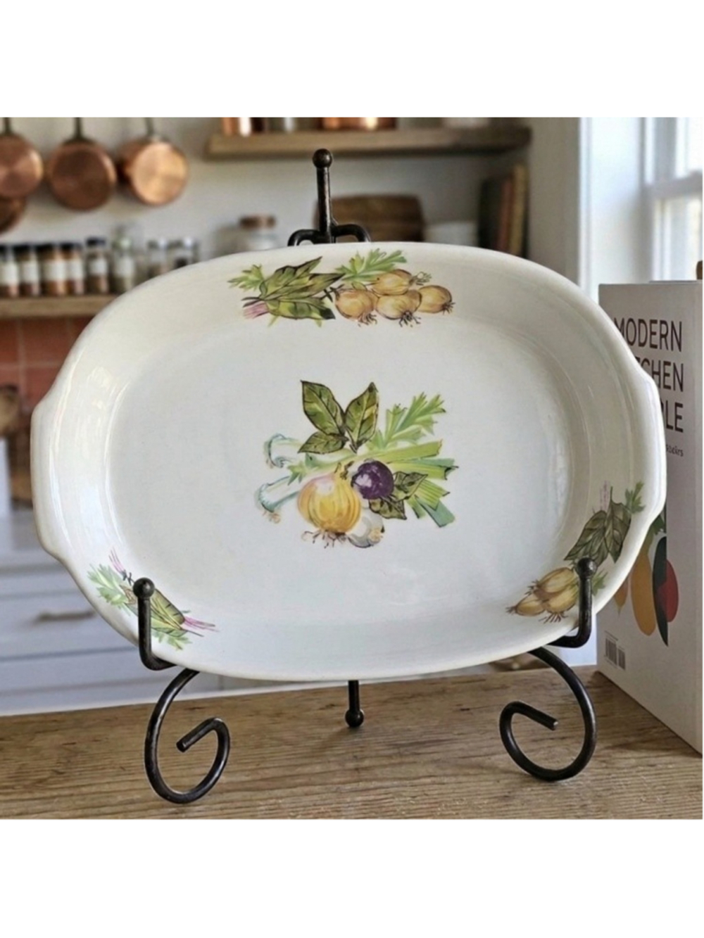 Haviland Limoges Aluminite Frugier Oval Casserole Baker Dish, Onion Harvest 9.5"
